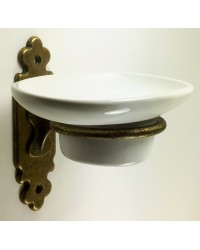 Classic Soap Dish Holder - Antique Brass with Ceramic Dish