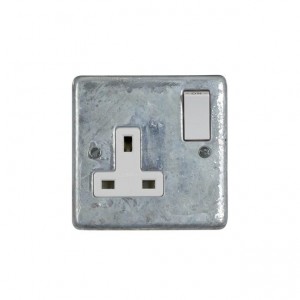 Galvanised Single 13A Socket - White