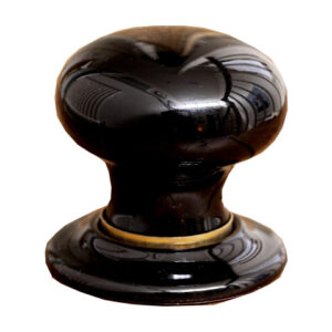 Ceramic Door Knob - Black - Brass Collar