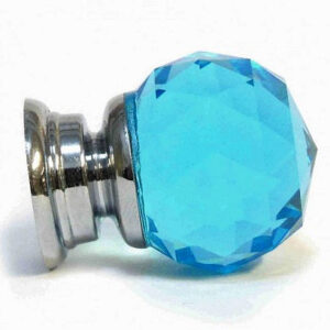 Blue faceted glass cupboard knobs set of 7 clearance 30mm