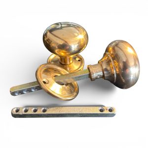 Traditional unlacquered brass cottage door knob 50mm