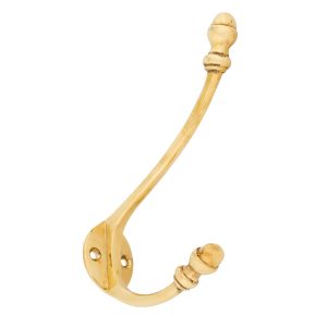 Solid Brass Acorn Coat & Hat Hook in classic period design. Durable and stylish with decorative acorn tip. Ideal for coats, hats, or bags. Priced individually.