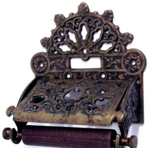 Ornate Toilet Roll Holder - Antique Brass