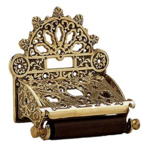 Ornate Toilet Roll Holder - Polished Brass