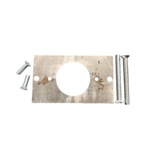 Single Metal adaptor plate with fixing screws for Bakelite switches and recessed oak pattresses – fits single flush wall box