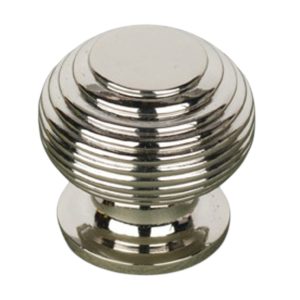 Small Beehive Cupboard Knob in unlacquered nickel with Victorian swirl detailing.