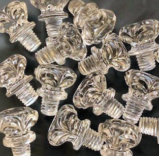 Vintage Hand Cut Large Square Clear Glass Cabinet Knobs - 4 Available