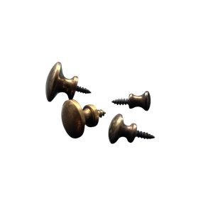 Tiny antique brass shutter knobs in four sizes. Solid brass with fixed screw. Perfect for cupboards, shutters, and restoration projects. Sold individually.