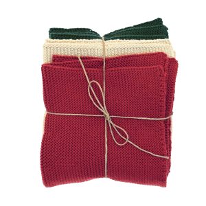 Knitted Dish Cloth Festive Trio