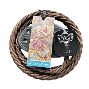 Dark Espresso fabric covered extension lead 2m