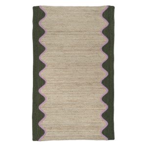 Olive Wave Jute Rectangular Rug – 3''x 5''