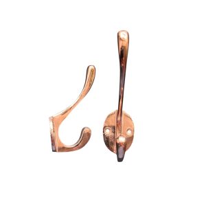 Victorian Style Hat & Coat Hook in copper with two-hole fixing and straight-sided stem, available in two sizes. Ideal for coats, hats, towels, or bags.