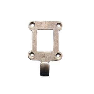 Antique iron Coat Hook with label frame for ceramic or card inserts. Solid cast iron with wax coating. Practical, vintage hook for coats, hats, or bags.