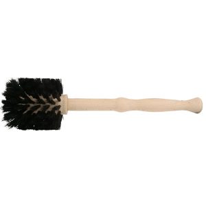 Redecker kitchen processor brush with untreated beechwood handle and soft horsehair bristles, 27 cm long, 7 cm diameter head.