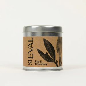 St. Eval Scented Tin Candles in illustrated tins, featuring four natural fragrances inspired by Cornwall’s wild landscape