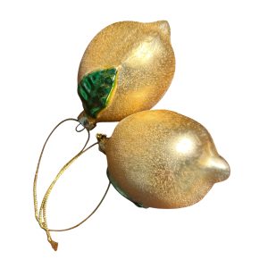 Hand-finished lemon glass baubles with shimmering surface