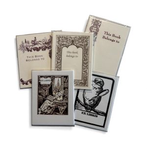 Packet of 10 Gummed bookplates in 5 designs.