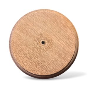 Hand-turned round oak mounting block seconds with natural grain and knots