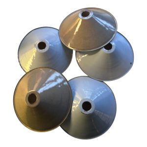 Mixed colour enamel coolie lampshades grey and light blue