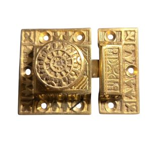 Eastlake cupboard catch round knob in solid brass