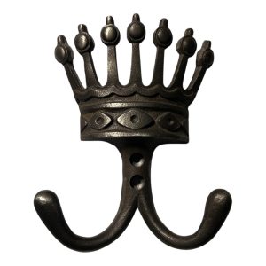 King’s Crown double robe hook in antique cast iron