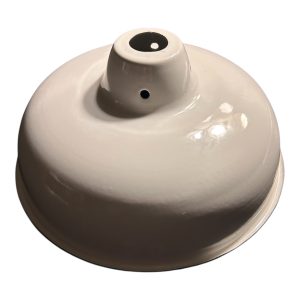 White enamel dome lampshade with black rim