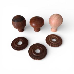 Hardwood drawer knobs with backplates clearance set