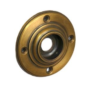 Antique satin brass door knob rose for Bakelite knobs 61mm