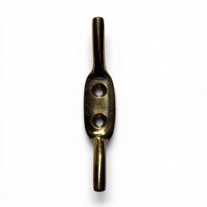 Brass cleat 7.5cm small double hook cord holder unlacquered finish