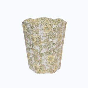 Block printed waste paper basket wild rose buttercream design