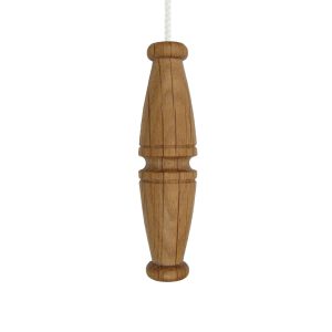 Hand-turned solid oak toggle light pull with natural oiled finish made in the UK.