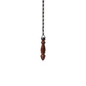 Teak cistern pull with chain for traditional high-level toilet cistern