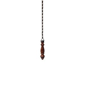 Teak cistern pull with chain for traditional high-level toilet cistern