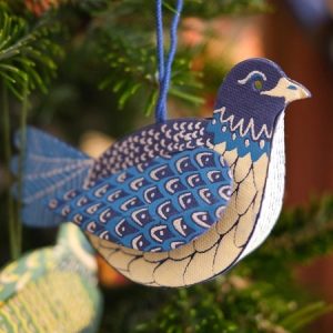 Dove Screen Printed Bird Decoration – Beige & Blue | East End Press