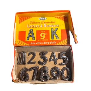 Vintage Kenrick House Numbers – Vitreous Enamel – 50mm